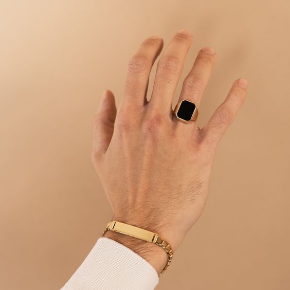 ست دستبند و انگشتر طلایی مردانه