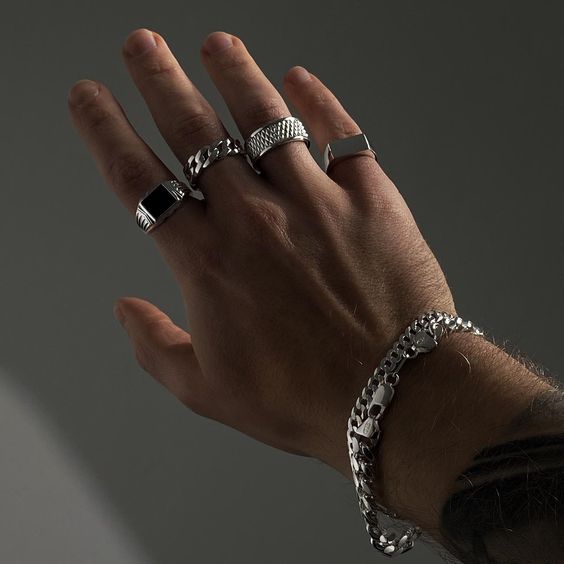 ست دستبند و انگشتر استیل مردانه